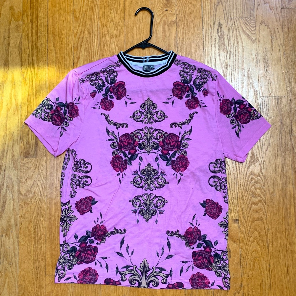 ASOS Design Pink Fleur Pattern T-shirt
